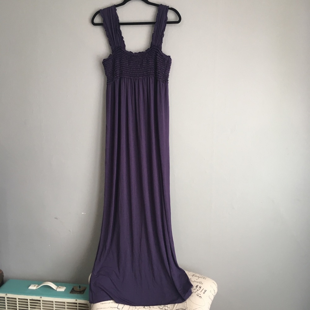 Purple Maxi Dress with Ruffle Bust Detail NWT